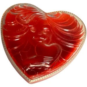 Mattel Barbie Heart Trinket Box OS Red Good 1983 Vintage Embossed Lid 7072-2059